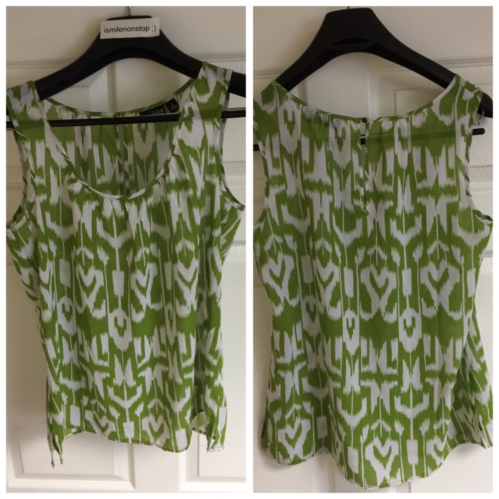 💚GREEN PATTERNED SEMI-SHEER SHELL